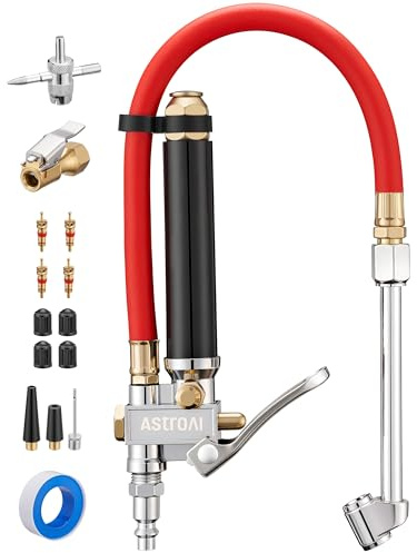 AstroAI T3 Heavy-Duty Tire Pressure Gauge with Inflator, Dual Head Chuck ANSI B40.1 Accurate Air Chuck with Pressure Gauge, 10-120 PSI, Compatible with 1/4 NPT Air Compressor