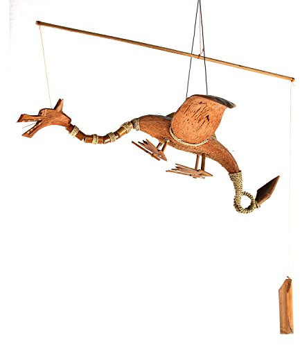 Tokoindah Handgefertigte Schwing-Figur Drache M aus Naturmaterialien – bewegliche Hänge-Dekoration für Garten, Balkon & Zuhause