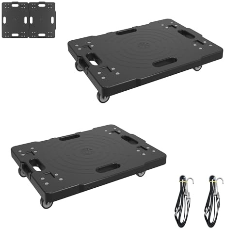 Suusolny 2 Stück Modulares Rollbrett 52x39 cm - 360° Drehrollen | 150 kg Traglast | Möbelroller splißbar für Transport & Umzug mit 2 Seilen