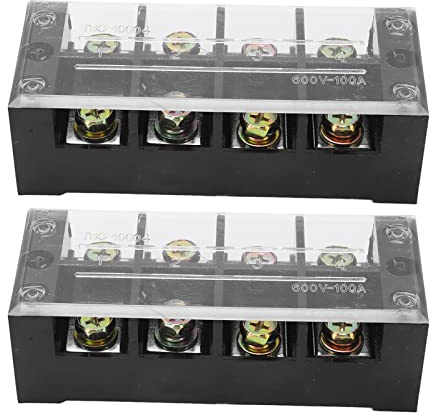 Morsettiera ad alta corrente, 100 A, 600 V, a doppia fila, morsettiera a vite, per sistemi di distribuzione dell'energia, illuminazione realizzata in ferro PC, 2 pezzi (4 posizioni)