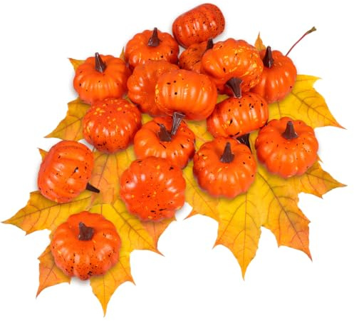 JOINPAYA 16 Pcs Mini Foam Fake Pumpkins for Fall Decor