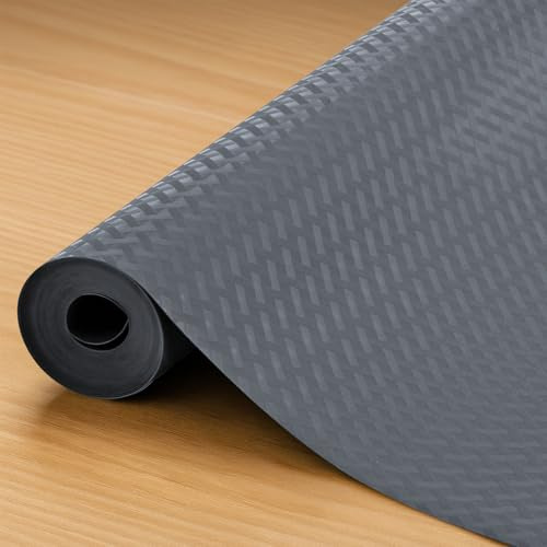 HOMGEN Drawer Liners - Washable 40cmx600cm Refrigerator Mats - Non-Adhesive Cabinet Liner - EVA Plastic Lining Book Shelves Mats - Waterproof & Oil-Proof Kitchen Cupboard Liner(Gray/Crossed Stripe)