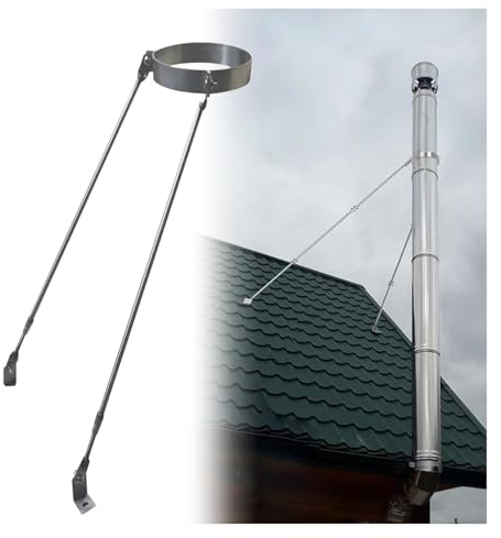 Custom Sizes Chimney Pipe Support, ﻿ Stainless Steel Brackets with Screws for Wood Stove Pipe, ﻿Heavy Duty Roof Chimney Bracket Holder, Easy to Install(Hoop Dia 80mm(3.1in))
