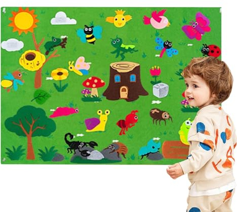 Felt Board for Kids - DIY Flannel Felt Stories Set | Flannel Board with Pet Narration Wall Educational Activity for Kids Boys Girls