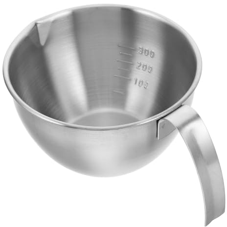 Bol Mélangeur en Acier Inoxydable Argenté avec Poignée et Bec Verseur | Grosse Capacité, Usage en Pâtisserie Cuisine, Finition Inox, Format Pratique pour Préparer et Verser