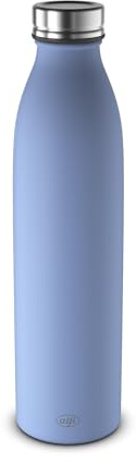 alfi PURE BOTTLE Isolierflasche 0,75 l, 24 h kalt, polar blue mat | 12 h heiß, Kohlensäurefest, auslaufsicher, Edelstahl Trinkflasche, pulverbeschichtete Oberfläche, blau