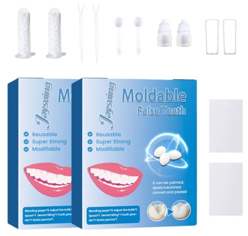 2 Juegos Cemento Dental Permanente Empaste Dental Profesional Se Utiliza Para Rellenar Dientes Faltantes, Reparar Espacios Entre Los Dientes, Cubrir Defectos Dentales Y Dar Forma A Coronas Temporales