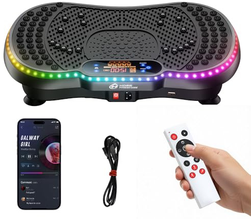 GartistGo Plateforme Vibrante avec Lumières LED 7 Couleurs et Bluetooth, 200 Niveaux de Vitesse et 5 Programmes Prédéfinis pour Entraînement Total du Corps à Domicile