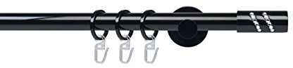 JalousieCrew Gardinenstange 20 mm Stilgarnitur Vorhangstange Farbe schwarz - 1 - läufig - Länge 120-240 cm (120 cm)