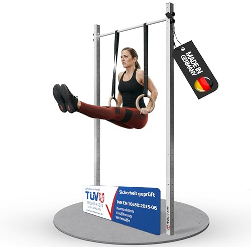 TOLYMP Einzel Reckstange Starterhorn Sonderhöhe aus V2A Edelstahl/Turnreck 300 cm Höhe/wetterfeste Klimmzugstange freistehend für Outdoor-Fitness/Turnstange bis 150 kg belastbar
