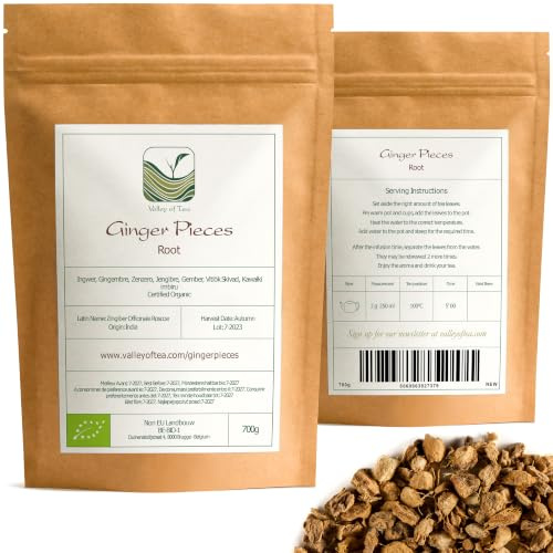 Zenzero Biologico Radice Taglio Tisana - Ginger O Zingiber Officinale Rizoma 100g | porzioni robuste facili da dosare per tisane infusi e ricette quotidiane di ogni tipo