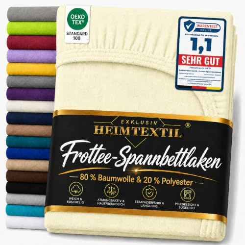 Exklusiv Heimtextil Premium Terry Towelling Fitted Sheet 180-200 x 200 cm Natural White