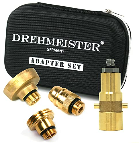 Drehmeister LPG Adapter Set M10 - extra lang - verstärkt - Tankadapter mit Etui - für Gasfahrzeuge - Alle Europa Autogas Adapter
