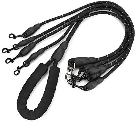 Cuerda de tracción para perros, resistente al desgaste 4 vías Accesorio para cuerda de tracción para mascotas Perros Correa para cuerda Suministros para mascotas para caminar con seguridad(4way-negro)
