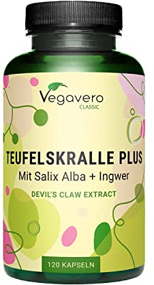 Teufelskralle Kapseln Vegavero | 550 mg | Mit Weidenrinde (Salix alba) & Ingwer | 2% Harpagoside aus Harpagophytum procumbens | Vegan & Ohne Zusätze | 120 Stück