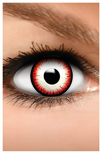FUNZERA Lentilles de Contact Blanches – Effet UNDEAD ZOMBIE, Sans Correction, Journalières, 1 Paire (2 pcs) – Idéales pour les Soirées et Déguisements