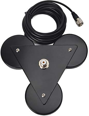 UAYESOK Base de Montaje magnético Resistente SO239 Base de Antena de Radio móvil para camión con Cable coaxial PL-259 RG58 de 5 m (16,4 pies) para transceptor de FM móvil CB de HF/VHF/UHF