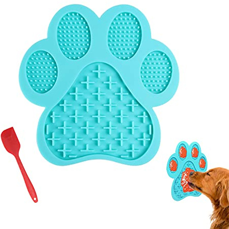 Dog Licking Mat for Anxiety Peanut Butter Slow Feeder Bowls Licking Pad with Strong Suction to Wall for Pet Bathing,Grooming,and Dog Training (Light Blue)