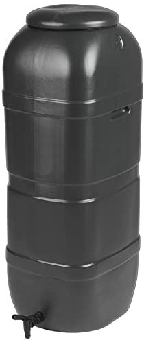 wilko Water Butt with Tap, Plastic Water Butt, Robust Circular Design, 100L, 36 x 32 x 96cm