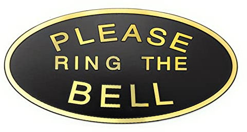 Please Ring the Bell Aluminium Doorbell Sign with Tape Black and Golden 5.5x2.7 inch