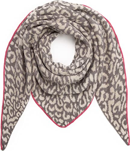 Ever Bloom Damen Leopard Schal, Leo Muster, Weiche Warmer Dreieck Schal, Halstuch für Winter Herbst Lang Kuschelig, Schal Farben:Grau Pink