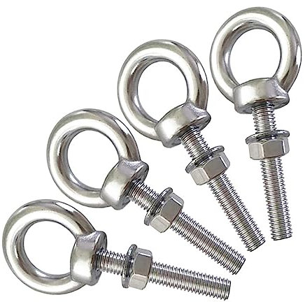 AIVOOF Shoulder Eye Bolt, 4 Pack M8 Stainless Steel Eye Bolts 2 Heavy Duty EyeBolts Screws in Eye Hooks with Washer and Nuts Ring Eyebolt Thread Length 50mm