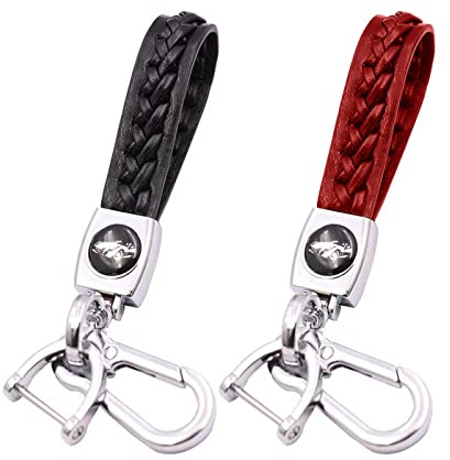 2 pièces Porte-clés en cuir véritable, Porte-clés de voiture, Accessoire de Porte-clés de Voiture, porte-clés pour hommes et femmes, Accessoires de voiture