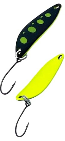 Psarás, cucchiaino da pesca alla trota - 3 g - Ami da pesca alla trota - UL-pescaggio (Nero opaco - Giallo neon)