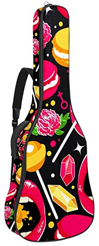 Akustikgitarrentasche Wasserdichter Gitarrenrucksack Dicke Weich Gepolstert Gelb Sonnenblume Blumenmuster Weiß Konzertgitarre Tasche, Farbe3, 42.9x16.9x4.7 in, Taschen-Organizer