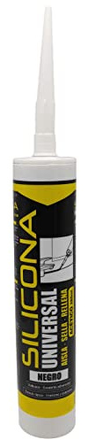 Tradineur Pot en silicone universel en cartouche, mastic de joint avec canule, remplisseur, carrelage, cuisine, salle de bains, fenêtres, bricolage, fabriqué en Espagne (noir, 280 ml)