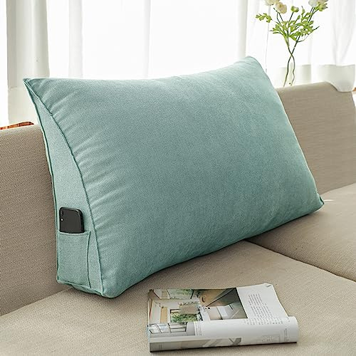 NENIUX Dreieckiges Rückenkissen, Kopfteilkissen, Schlafzimmer-Lesekissen, Nackenrolle, Keilkissen, Rücken- / Lendenwirbelstützkissen für Couch, Büro, Tatami, 70 x 50 x 20 cm, Blau