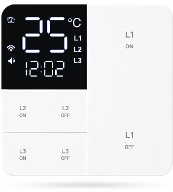 Zoenova Smart Switch 2.4GHz WiFi Smart Light Switch Compatible with Alexa and Google Home, APP Remote Control, Timing Function, Voice Control (No neutral Wire Needed) (NO Neutral Wire Needed, 3 Gang)