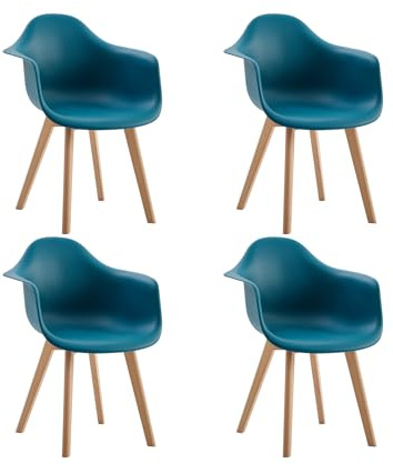 GrandCA HOME Set di 4 Sedie da Pranzo Sedie da Cucina Moderne con Gambe in Legno di Faggio, Poltrone per Sala da Pranzo, Soggiorno, Cucina,Verde inchiostro