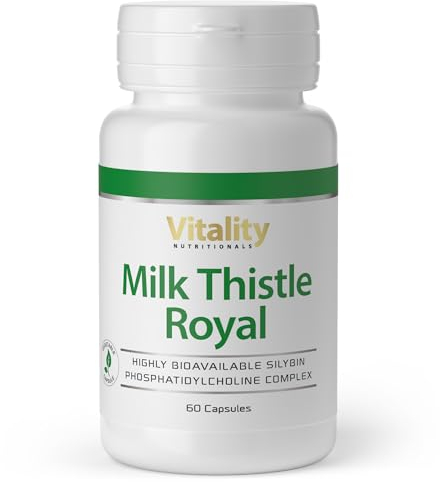 Mariendistel Kapseln Hochdosiert, Milk Thistle Royal 160 mg, hohe Bioverfügbarkeit, Patentierter Extrakt mit Silybine 59,2 mg, 60 Kapseln, Vegan. Vitality Nutritionals by VitaminExpress