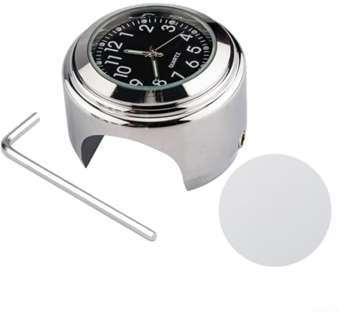 Orologio da bicicletta alla moda e termometro. Scegli il per tuo colore preferito, orologio da auto universale ed elegante, termometro per manubrio da 22-25,4 mm (argento+nero)