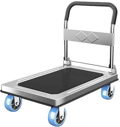 Chariots à plateforme Chariot à Sac Pliable à Main, Capacité De 200 Kg, Chariot à Plate-forme Robuste Avec Roues Et Poignée, Chariot à Plat Pour Bureau à Domicile, Magasin, Gara(Size:74*48,Color:gris)