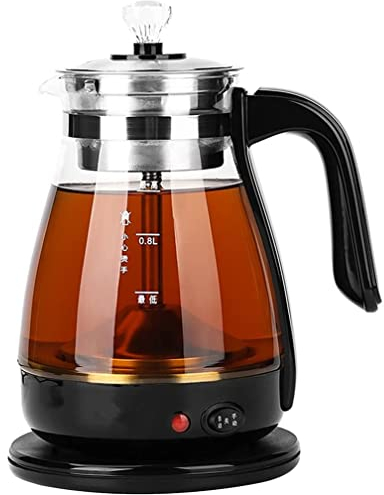 Bouilloire électrique, bouilloire à eau chaude en verre, théière à fleurs, bouilloire électrique de 1 litre, couvercle intérieur et fond en acier inoxydable, chaleur rapide avec arrêt automatique et