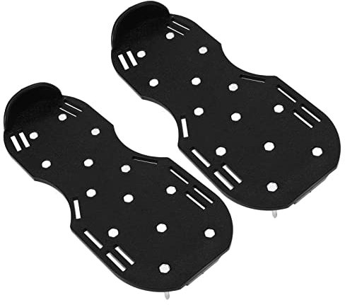 Fdit Lawn Scarifier Plastic Grass Loose Shoes Manual Scarifier for Lawns, Gardens, Construction Industry with Zinc Alloy Metal Buckle Straps (Black)