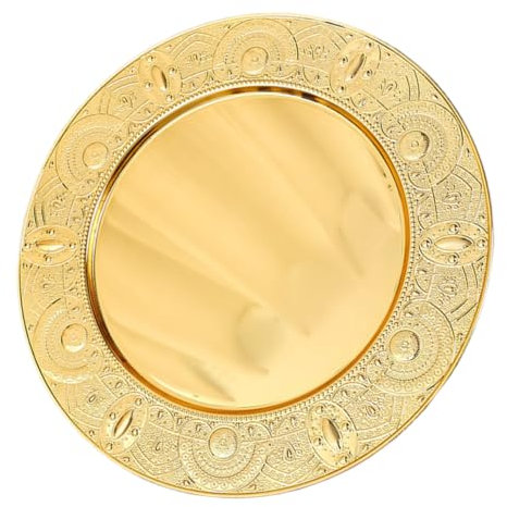 Hoement Round Metal Serving Tray Versatile Fruit Platter for Home Hotel Snack Pastry Display Plate Easy Maintenance for Parties Events