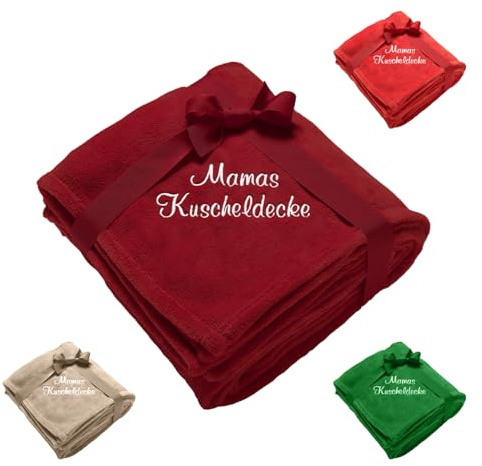 Diamandi Kuscheldecke mit Namen Bestickt - Decke mit Stickerei in 180 x 130 cm - Rot, Grün, Sand oder Bordeaux - personalisiert mit Wunsch-Text - Geschenkidee für Baby & Mama (Bordeaux)