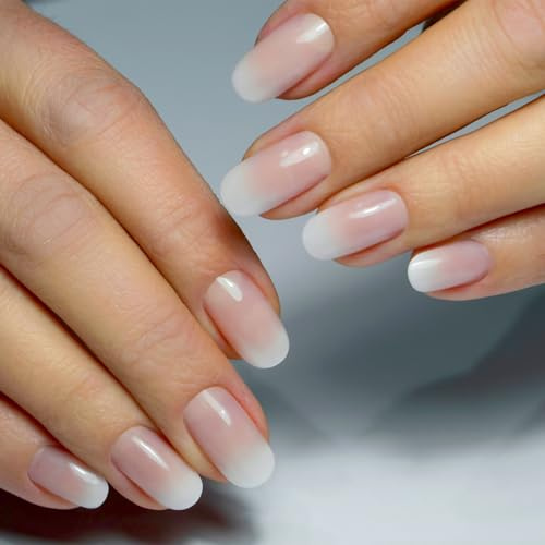 Uñas postizas Kiss, 24 piezas, uñas postizas con punta francesa, uñas postizas con pegamento, uñas cortas adhesivas, uñas francesas para uso diario para mujeres y niñas