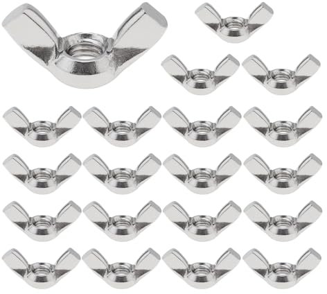 Smgda 20 Pièces Écrou Papillon M6 Écrous à Oreilles, en acier inoxydable 304, Ecrou Ailette en Acier Inoxydable Métrique Femelle pour Fixations de Bricolage, Argenté (M6)