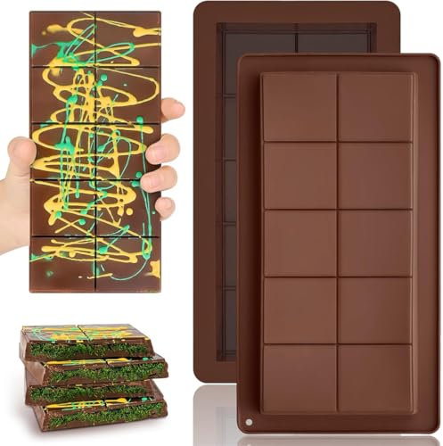 XYTAHDM 2 Pezzi Stampo per Cioccolato Profondo,Stampo per Cioccolato,Stampo Cioccolato Dubai, Stampo in Silicone Profondo Cioccolato,per Caramelle, Cioccolatini Fai da Te, Barrette Energetiche