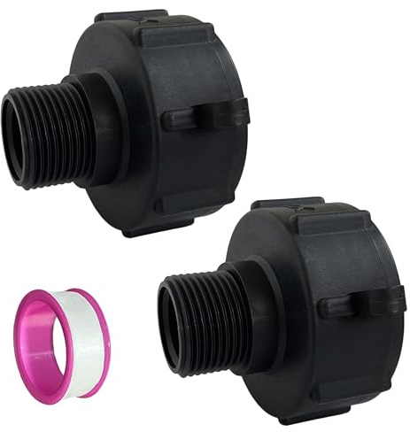 Bekindpro 2 Stück IBC Adapter S60x6 auf 1 Zoll AG, IBC Adapter Kappe S60x6 Grobgewinde Innengewinde zu 1 Außengewinde, IBC Tank Zubehör Kombinierbar mit Kugelhähnen oder Gewindefitting