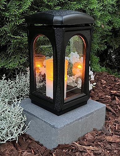 Grablaterne mit Sockel Classico Premium Massiv 28,0cm Grabschmuck Kerze Grabkerze Grabschmuck Grablampe Grabkerze Grablicht Grableuchte Lampe Laterne Licht Kerze Trauer Grabdekoration