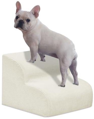 Mesa Lemon Hundetreppe & Stufen für Hochbetten, 2 Stufen Hochdichter Schaumstoff, wasserdichte Hunderampe für kleine Hunde und Katzen, Haustiertreppe mit waschbarem Bezug für Bett, Couch, Sofa und