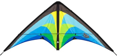 HQ Design - Tyro, Lenkdrachen Zweileiner Flugdrachen Einsteiger Drachen für Kinder und Erwachsene ab 8 Jahren 56x120cm inkl. 20kp Polyesterschnüre 2x20m auf Winder+Schlaufen 2-5 Bft