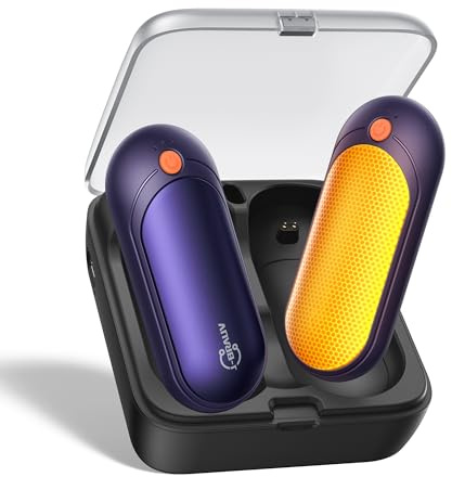 J-BRAUV Handwärmer Elektrisch 2er Set, 2000mAh Taschenwärmer Wiederverwendbar Mit 10000mAh Ladebox, 5 Heizstufen Beidseitig Handwärmer USB Bis 24h Heizung, Für Kinder Männer Frauen