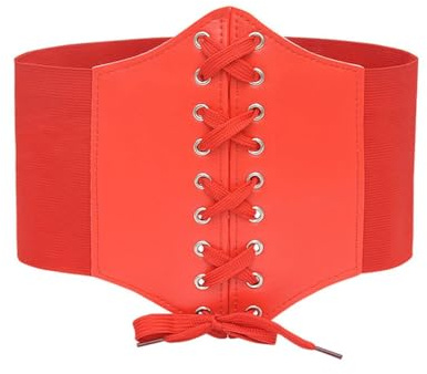 COYUN 1 Piezas Corsé de Ancho, Cinturon Corset Pirata Mujer, Corsé Elástico Ancho, Cintura Elástica Cinturón Ancho, Cinturones Ancho para Mujer Cintura, Cinturón Retro Cinch para Halloween, Rojo