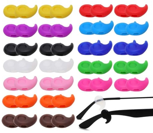 LQUYTA 24 paia di supporti per occhiali in silicone antiscivolo per occhiali copri aste per occhiali cuscinetti per le orecchie ganci per occhiali da sole(Vari colori)